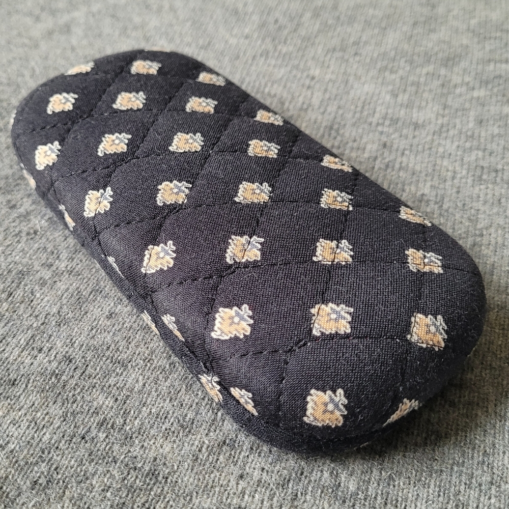 Vera Bradley Classic Black Floral Pattern Quilted Hard Shell Glasses Case